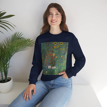 Farm Garden with Sunflowers by Gustav Klimt Heavy Blend™ Crewneck Sweatshirt