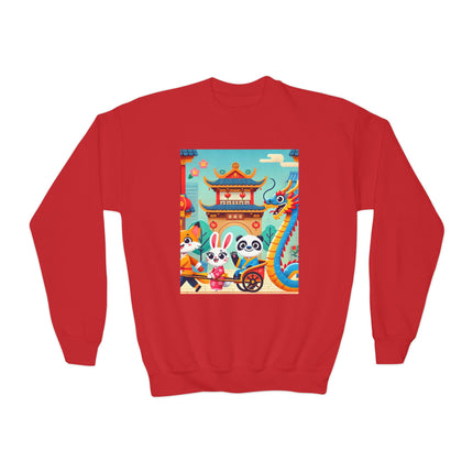 Lantern Street Dragon Parade Youth Crewneck Sweatshirt – Festive Energy, Culture & Playful Adventure