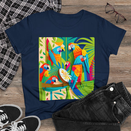 Colorful Macaws Women's Midweight Cotton Tee
