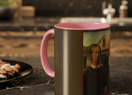 American Gothic by Grant Wood Colorful Mugs (11oz, 15oz)