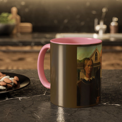 American Gothic by Grant Wood Colorful Mugs (11oz, 15oz)