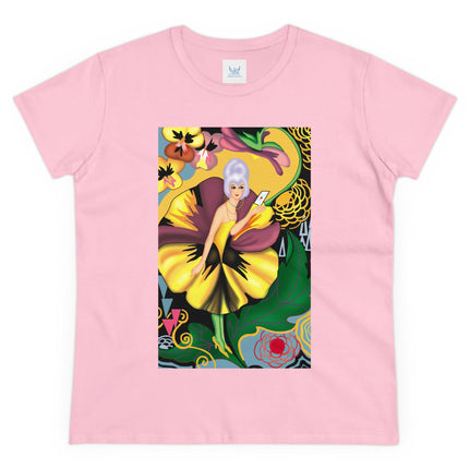 Women's Enchanted Pansy Print Midweight Cotton Tee