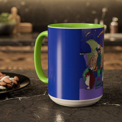 Wishes Beneath the Comet Sky Colorful Mug (11oz, 15oz) – Celestial Magic, Art Deco Elegance & Dreamy Wonder