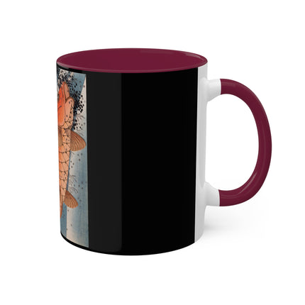 Carp Swimming up a Waterfall by Yashima Gakutei Colorful Mugs, 11oz