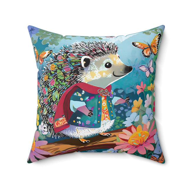 Cute Hedgehog Spun Polyester Square Pillow