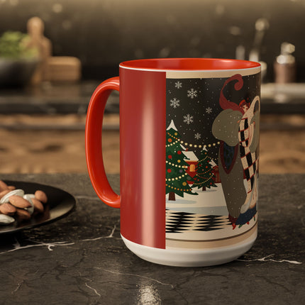 ❄️✨ The Winter Couture Promenade Colorful Mug – Art Deco Holiday Elegance