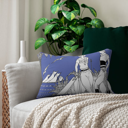 Coastal Elegance Spun Polyester Lumbar Pillow