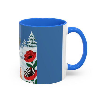🎿🎄 The Christmas Holly Skier Colorful Mug – Whimsical Holiday Fantasy