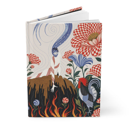 🐓🔥 The Lady Of The Enchanted Fire Garden Hardcover Journal – Art Deco Floral Fantasy