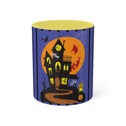 Halloween Night at the Haunted House Colorful Mugs, 11oz