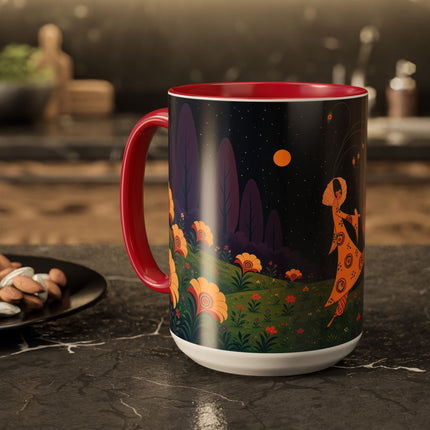 🌙🌼 The Moonlit Floral Dancer Colorful Mug – Art Deco Garden Fantasy