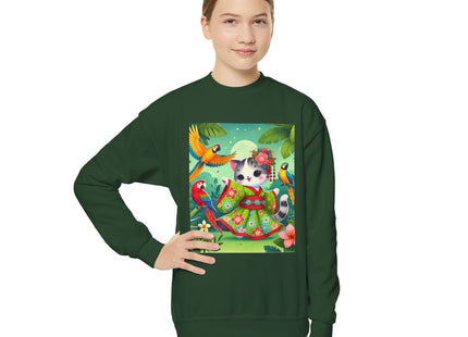 Parrot Dance of the Geisha Kitten Youth Crewneck Sweatshirt