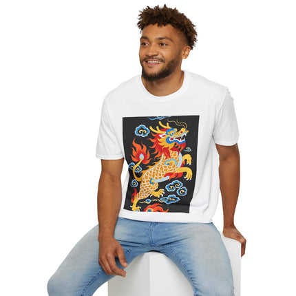 🐅🔥 The Golden Fire Tiger Softstyle T-Shirt – Celestial Flames & Eastern Fantasy