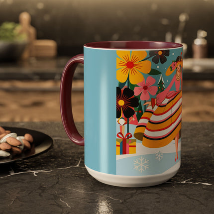 🌼🎄 The Christmas Blossom Belle Colorful Mug – Colorful Art Deco Holiday Fantasy