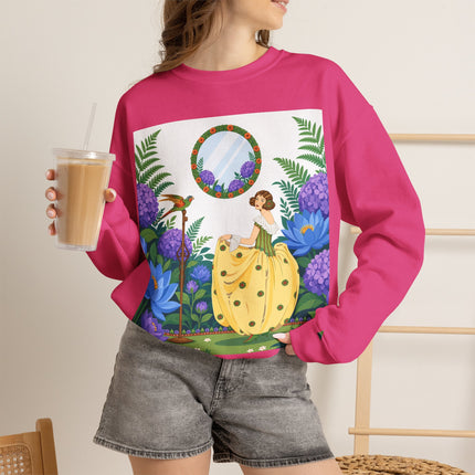 🦜🪷 The Parrot Garden Reflection Crewneck Sweatshirt – Art Deco Fashion Whimsy