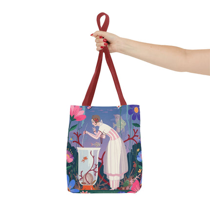🐠🌸 The Lady Of The Enchanted Aquarium Tote Bag – Art Deco Garden Fantasy