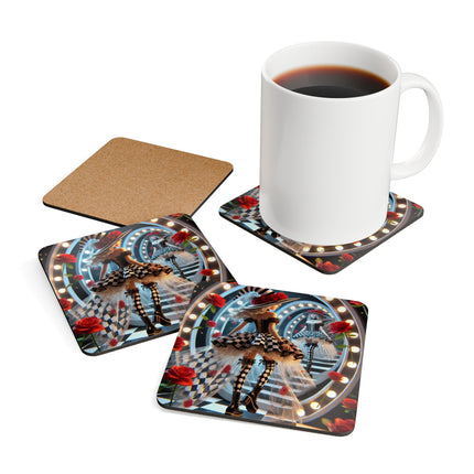Halloween Witch Through the Mirror Corkwood Coaster Set