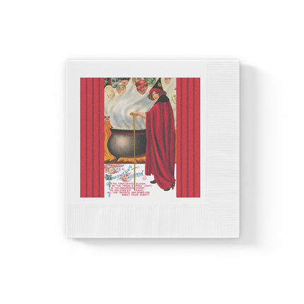 The Hallowe'en Cauldron In the Firelight's Gleam White Coined Napkins