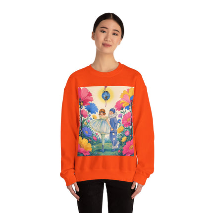 🌸🏮 The Lantern Garden Stroll Crewneck Sweatshirt – Art Deco Floral Whimsy