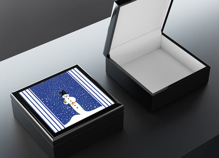 Snowman in Falling Snow Jewelry Box