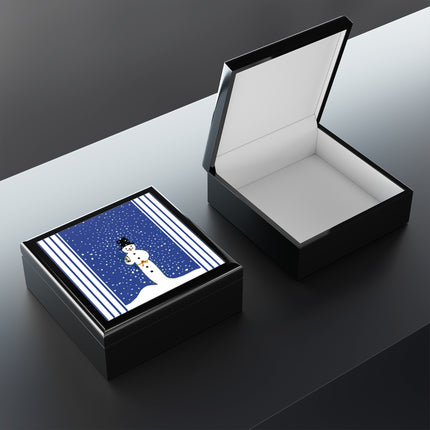 Snowman in Falling Snow Jewelry Box