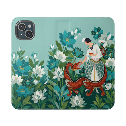 🐉🌿 The Dragon Keeper Flip Case – Art Deco Floral Fantasy