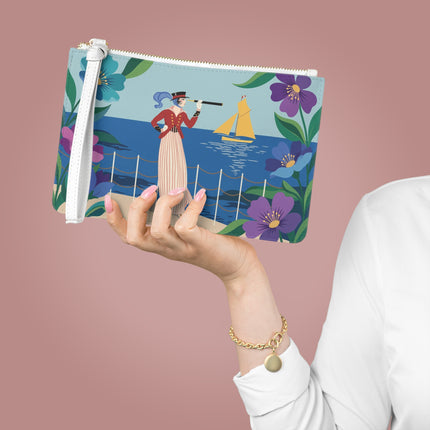 🌊🔭 The Lady Of The Seaside Lookout Clutch Bag – Art Deco Nautical Adventure