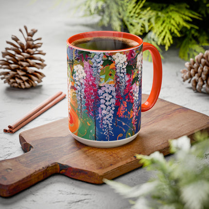 Golden Wisteria Elegance Colorful Mugs (11oz, 15oz)