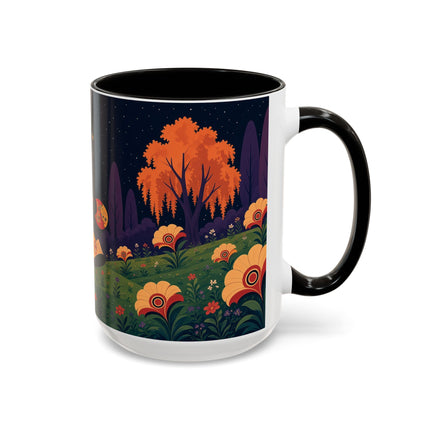 🌙🌼 The Moonlit Floral Dancer Colorful Mug – Art Deco Garden Fantasy