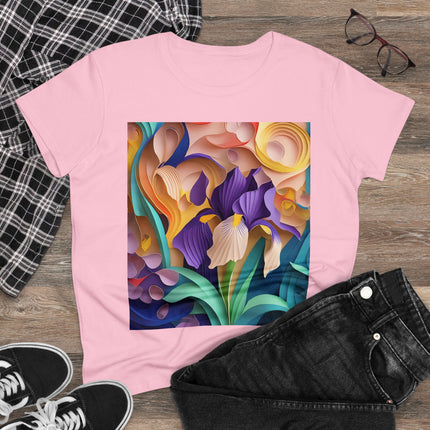 The Elegant Iris Flower Women's Midweight Cotton Tee