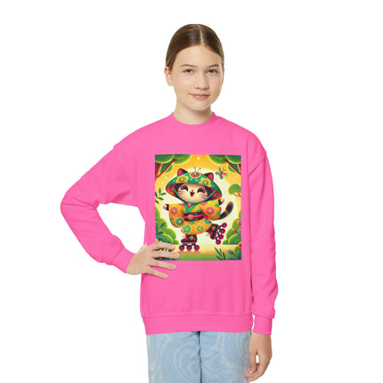 Firefly Dance on Wheels Youth Crewneck Sweatshirt – Motion, Magic & Playful Energy
