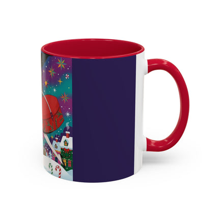🎁✨ The Lady Of The Christmas Hatbox Colorful Mug – Art Deco Holiday Fantasy