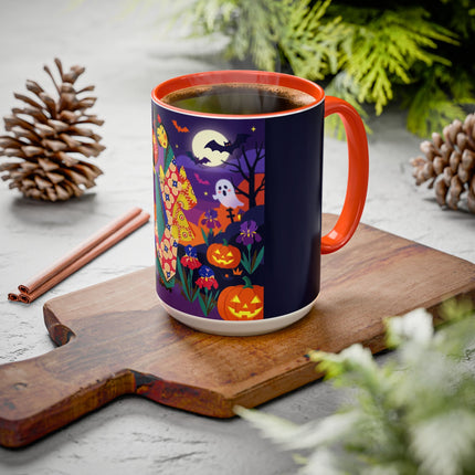 🌙🎃 The Moonlit Garden Masquerade Colorful Mug – Floral Halloween Charm