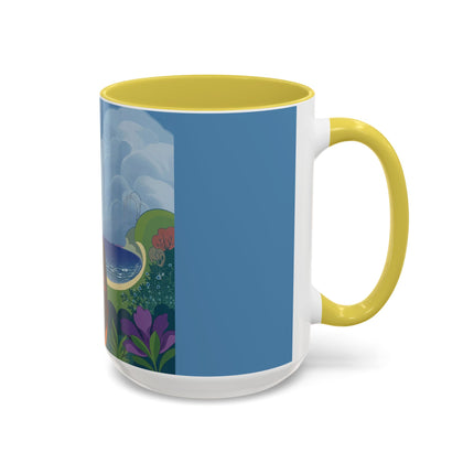 The Lady And The Sea Breeze Colorful Mugs – Art Deco Coastal Serenity