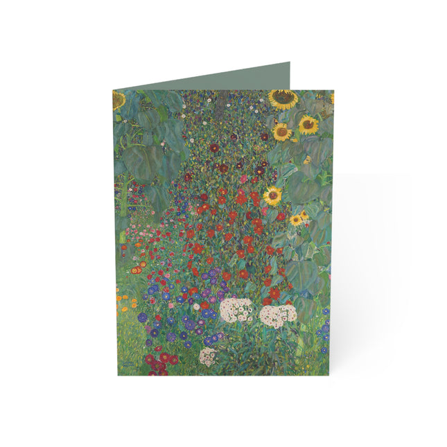 Farm Garden with Sunflowers by Gustav Klimt Greeting Cards (1, 10, 30, and 50pcs)