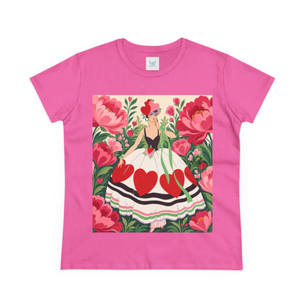 ❤️🌸 The Heart Garden Cotton Tee – Art Deco Floral Romance