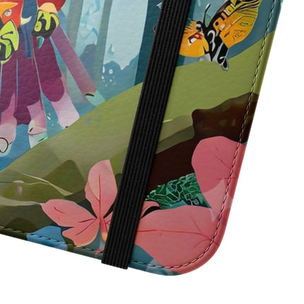 🦖🦋 Colorful Raptor Flip Case – Butterfly Wonder & Forest Adventure