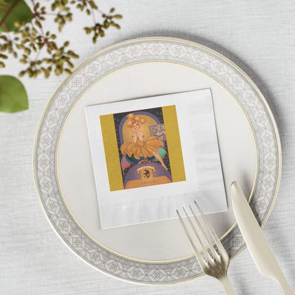 November & Topaz Zodiac White Coined Napkins
