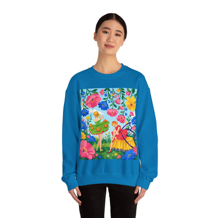 🌸🧚 The Fairies In The Flower Garden Crewneck Sweatshirt – Art Deco Floral Whimsy