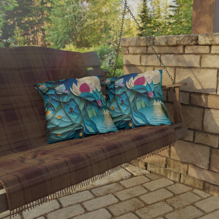 Ethereal Moonlit Lake Outdoor Pillows