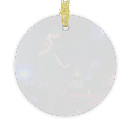 🌙🪷 Moonlit Incense Ceremony Glass Ornament – Art Deco Meditation Garden