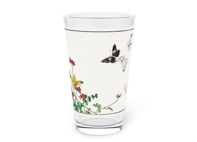 Butterflies and Flower Illustration by Morimoto Toko Glass, 16oz