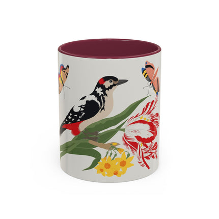 Woodpecker & Tulip Colorful Mugs – Vibrant Spring & Bold Beauty