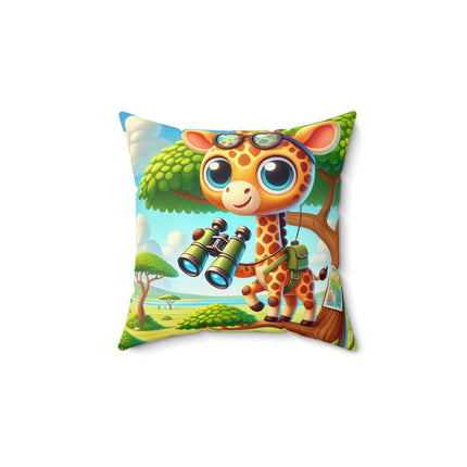 Giraffe Lookout Spun Polyester Square Pillow