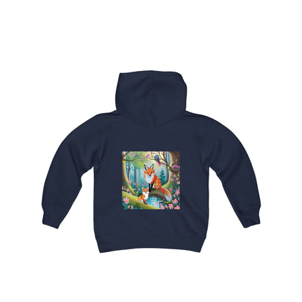 Mischievous Fox Youth Hooded Sweatshirt – Playful Spirit & Forest Adventure