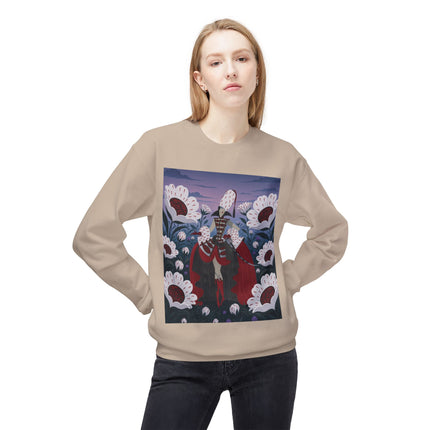 🎭🌹 The Crimson Garden Masquerade Midweight Crewneck Sweatshirt – Art Deco Floral Fantasy