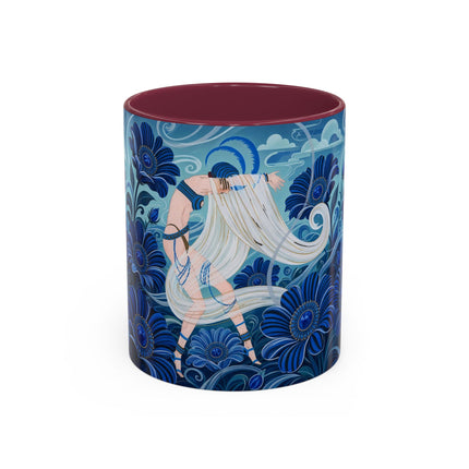 💙🌸 The Sapphire Wind Dancer Colorful Mug – Art Deco Floral Fantasy