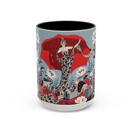 ❤️🌺 The Scarlet Parasol Spectacle Colorful Mug – Art Deco Fashion Elegance
