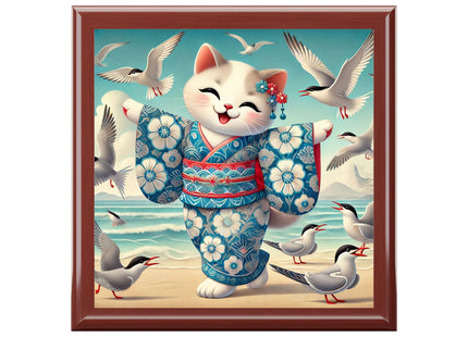 Geisha Kitten by the Seaside Jewelry Box