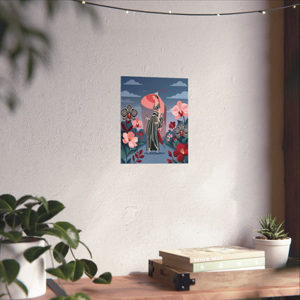 🌸🖤 The Lady Of The Striped Orchid Matte Vertical Poster – Art Deco Floral Elegance